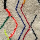 Berber rug Azilal colorful white with minimalist patterns multicolored and modern fluorescent