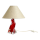 Lampe de table du milieu du siècle en verre cristal solide rouge et transparent.