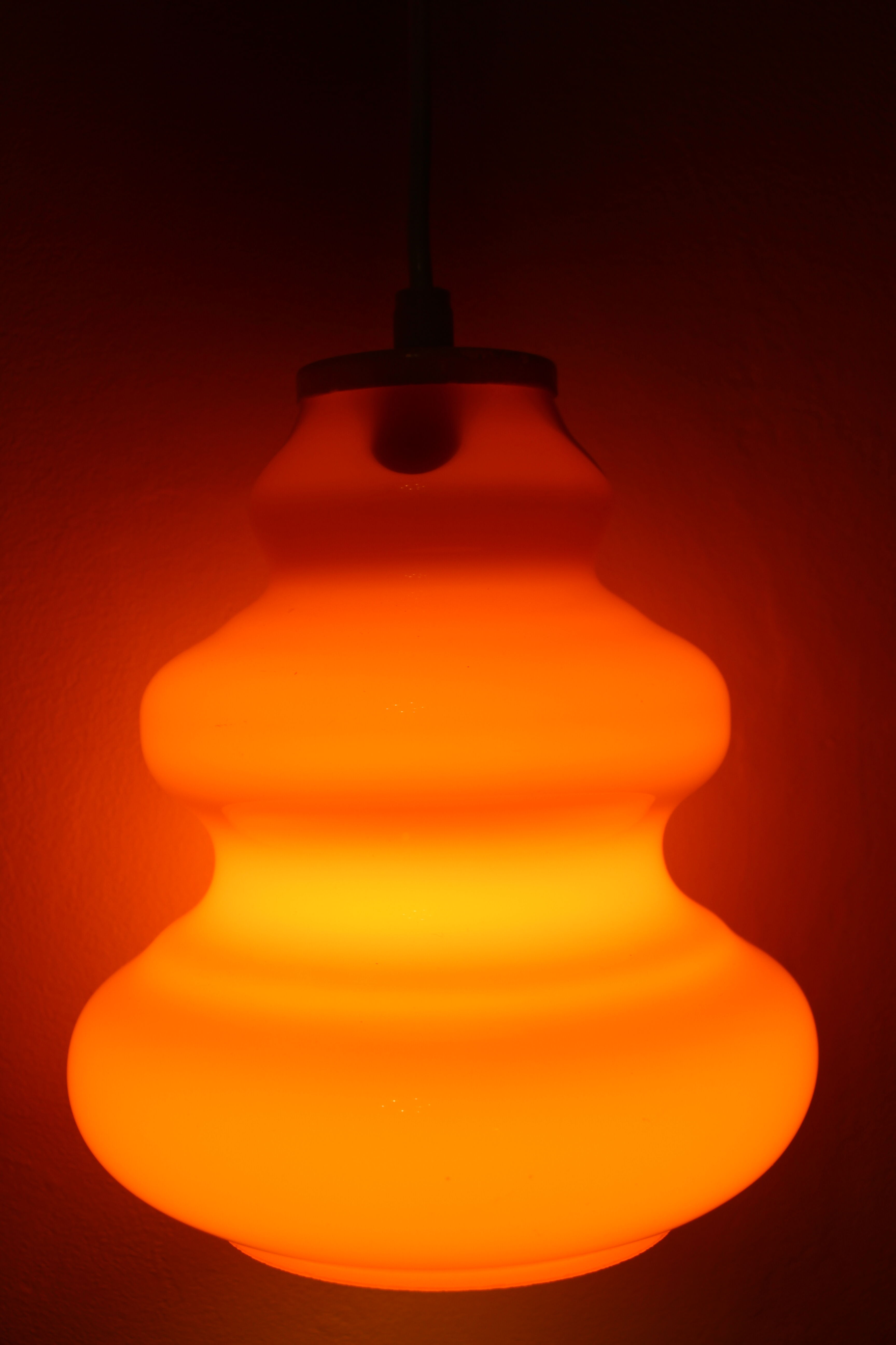 Orange opaline pendant lamp 70's