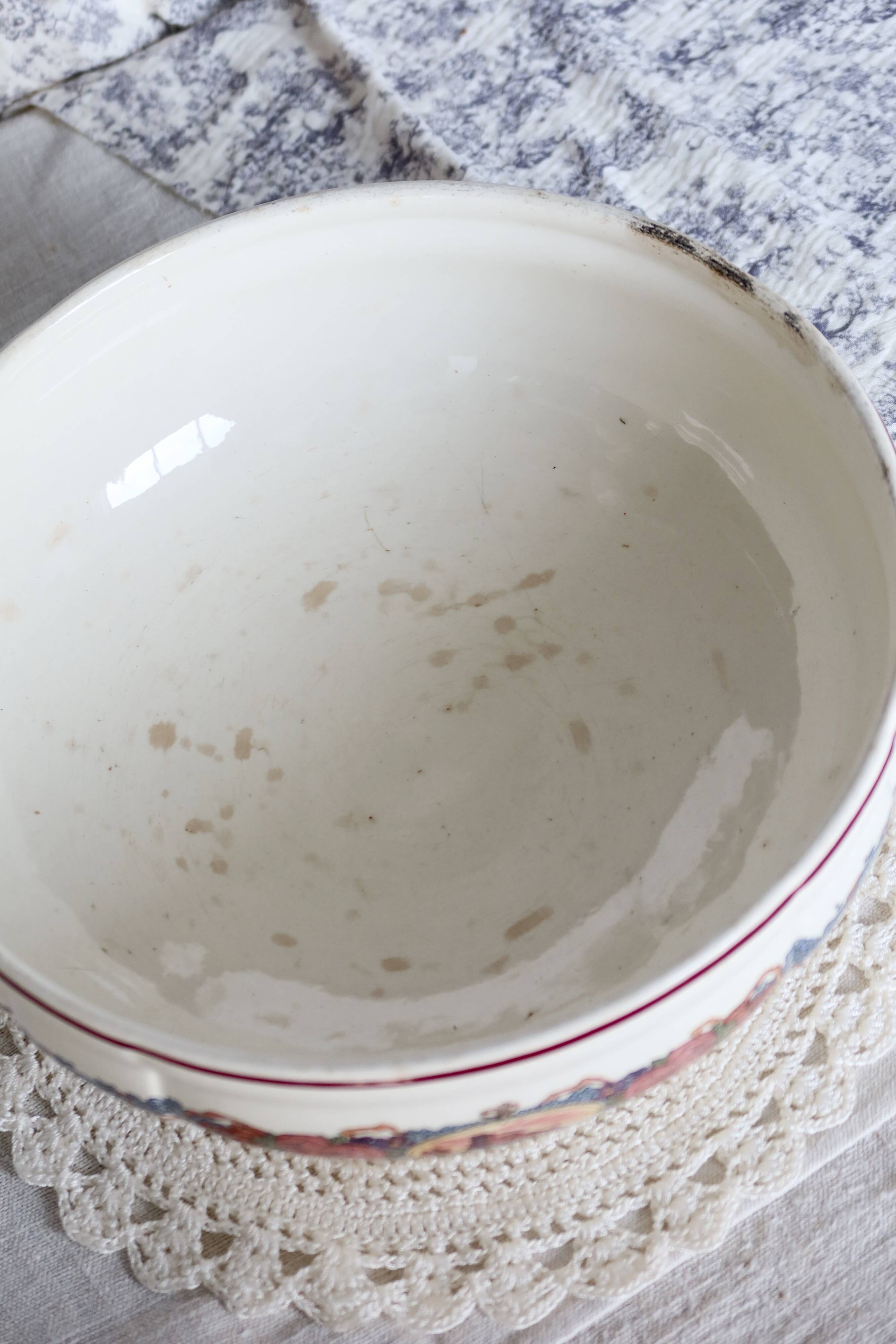 Vintage Sarreguemines earthenware salad bowl - Obernai decor