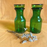 Lot de 2 pots apothicaire en verre vert