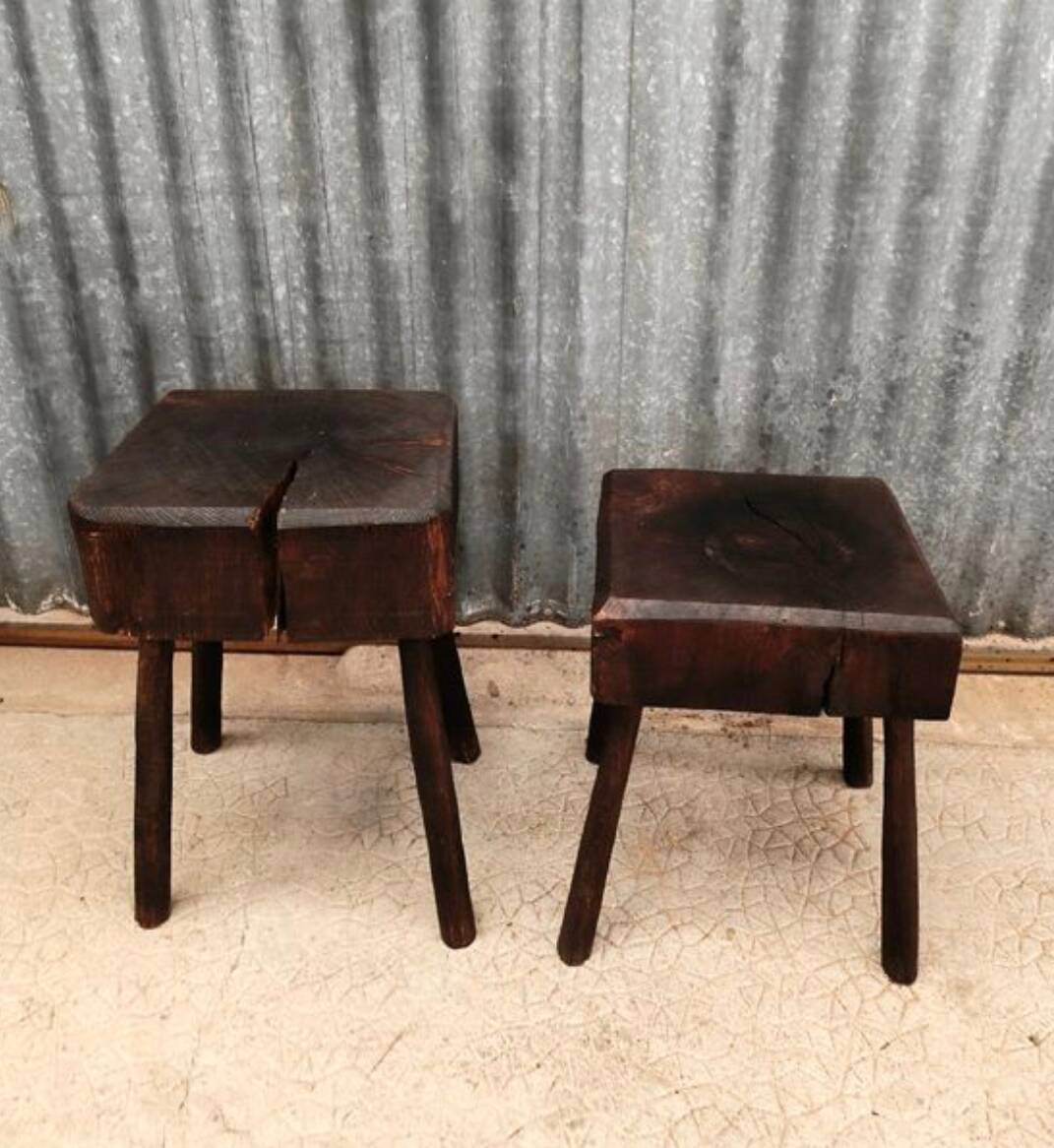 Brutalist stool pair