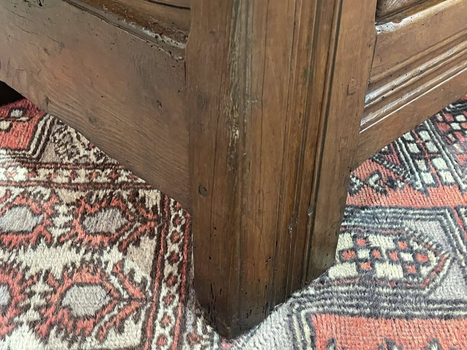 19th century Breton oak storage bench