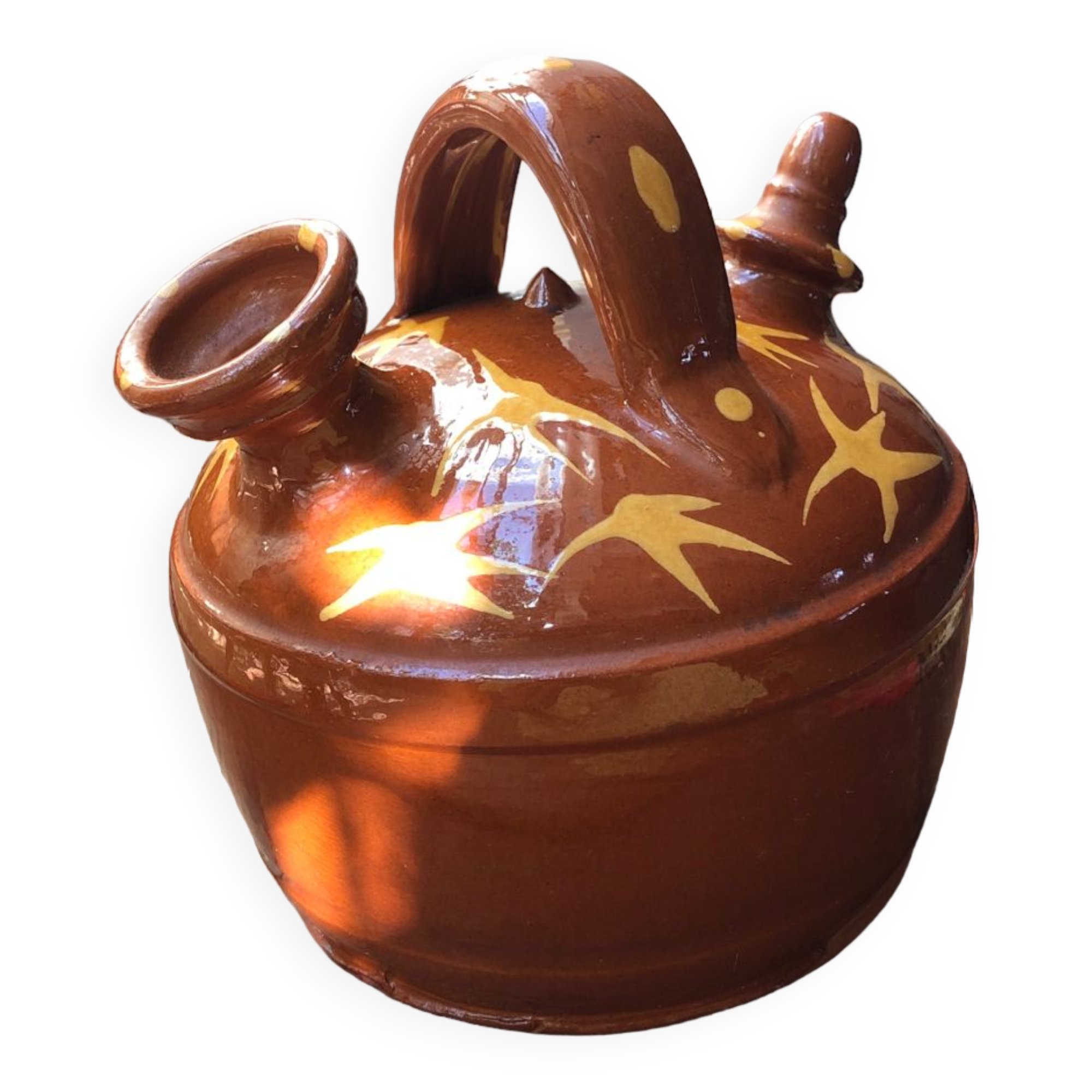 Orange glazed terracotta gargoulette