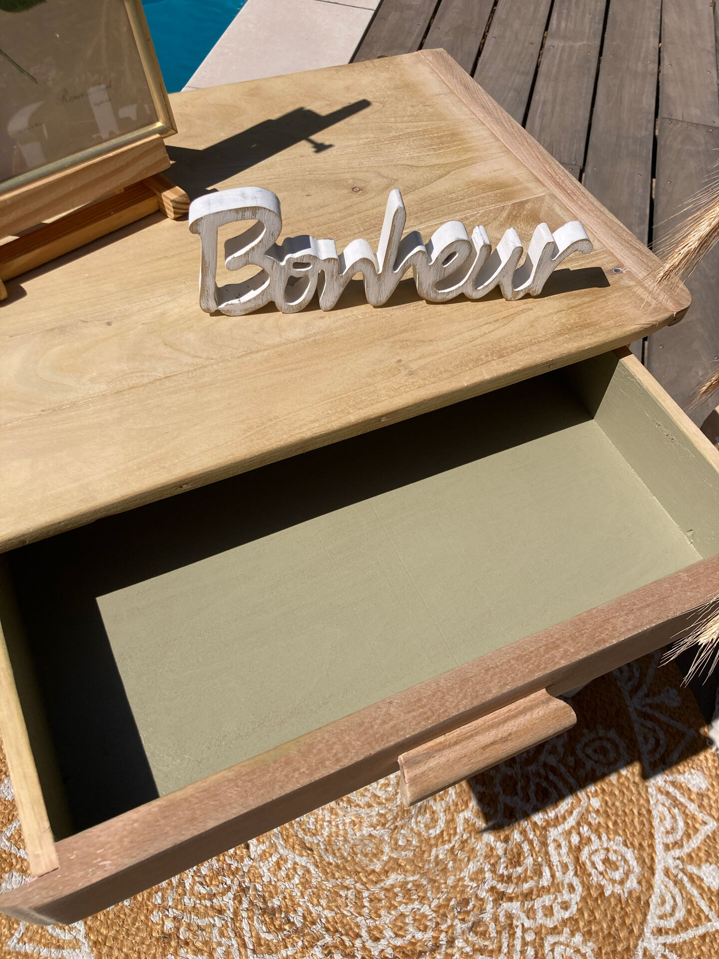 Parisian buffet (jam cupboard) in raw beech / drawer.
