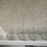 5 antique whiskey glasses, Easter frieze bells and vintage flowers