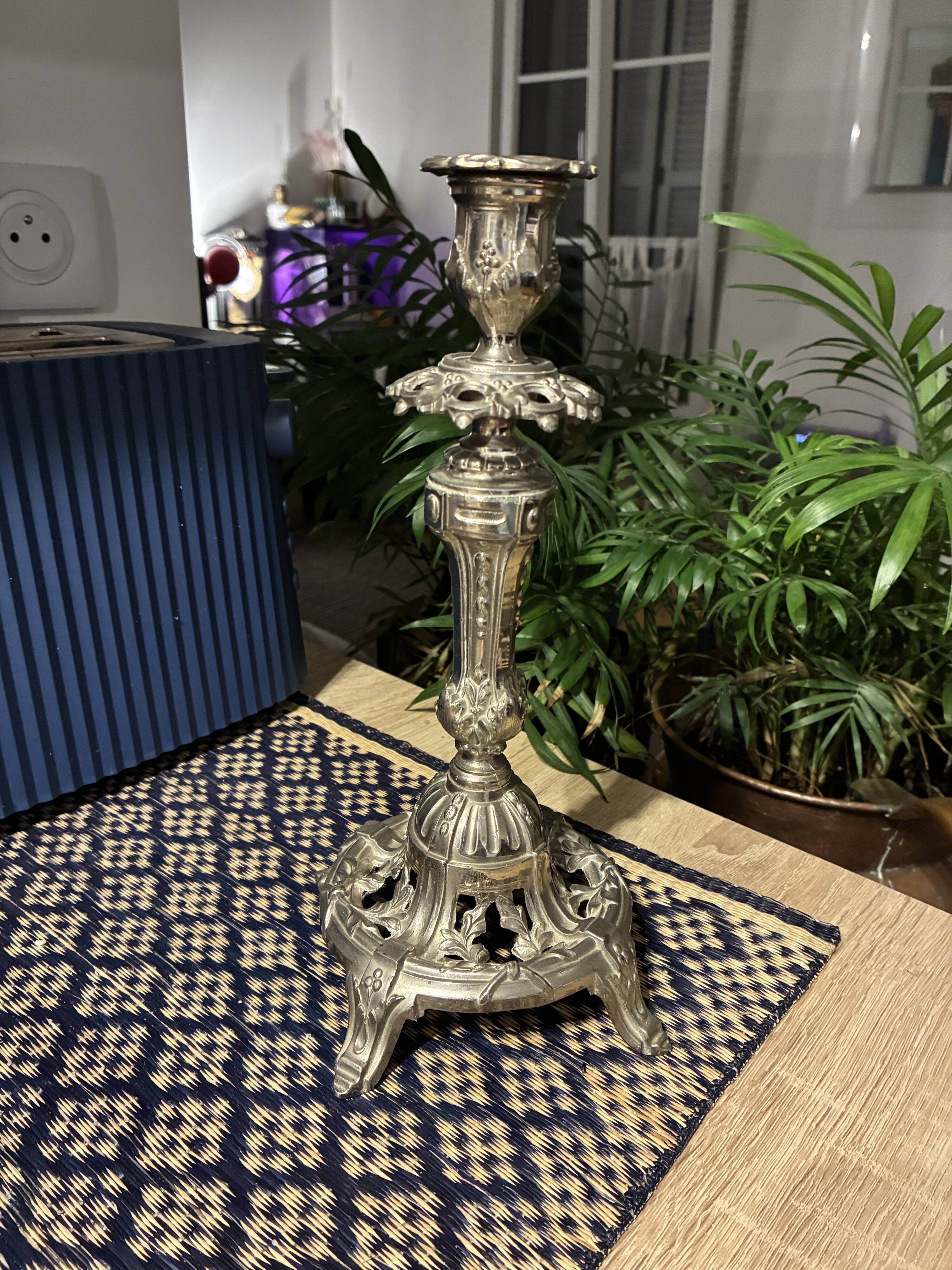 Authentic vintage metal candlestick