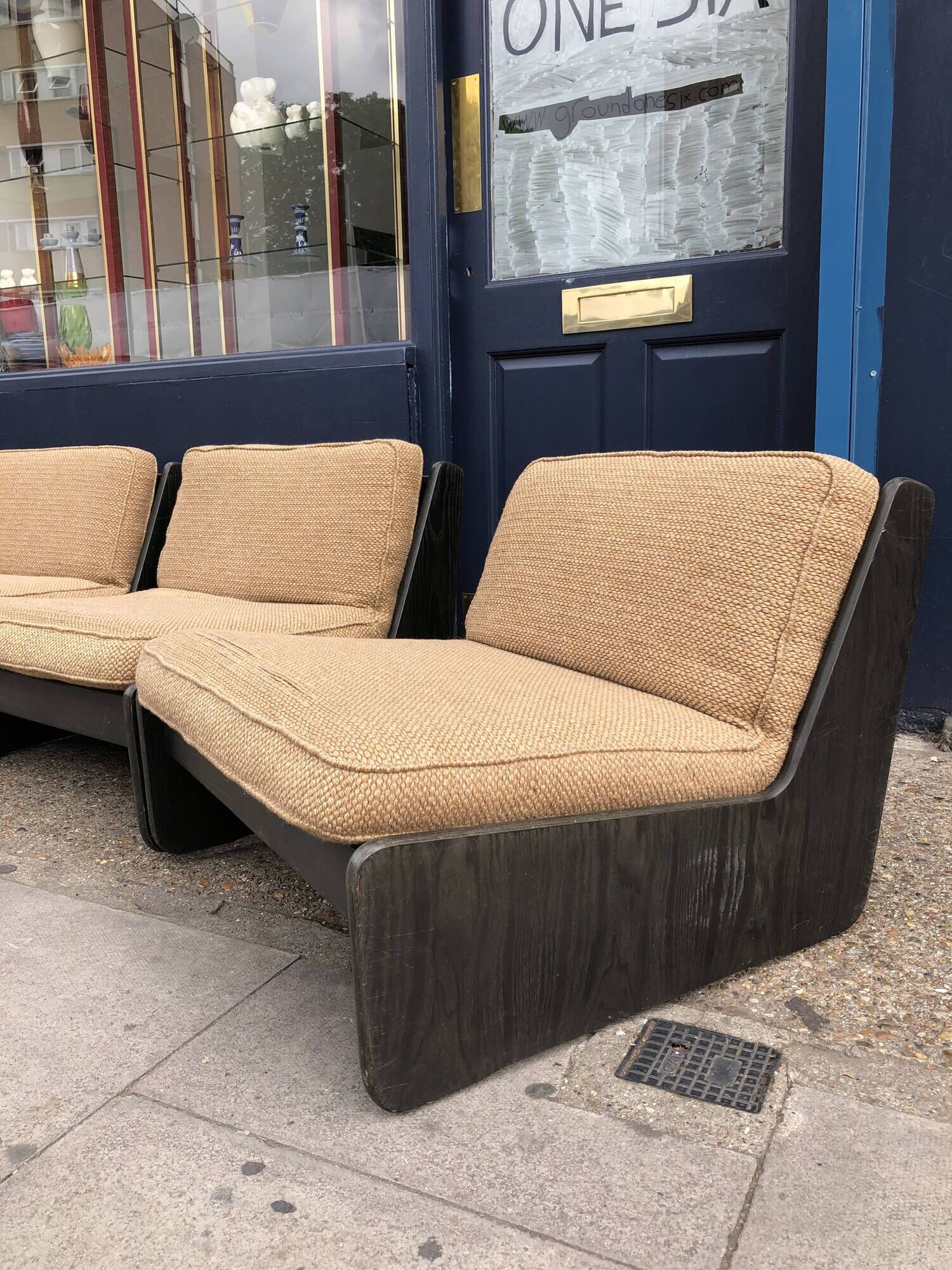 2 carl straub modular lounge armchairs vintage 1970s boucle sofa midcentury 1960s