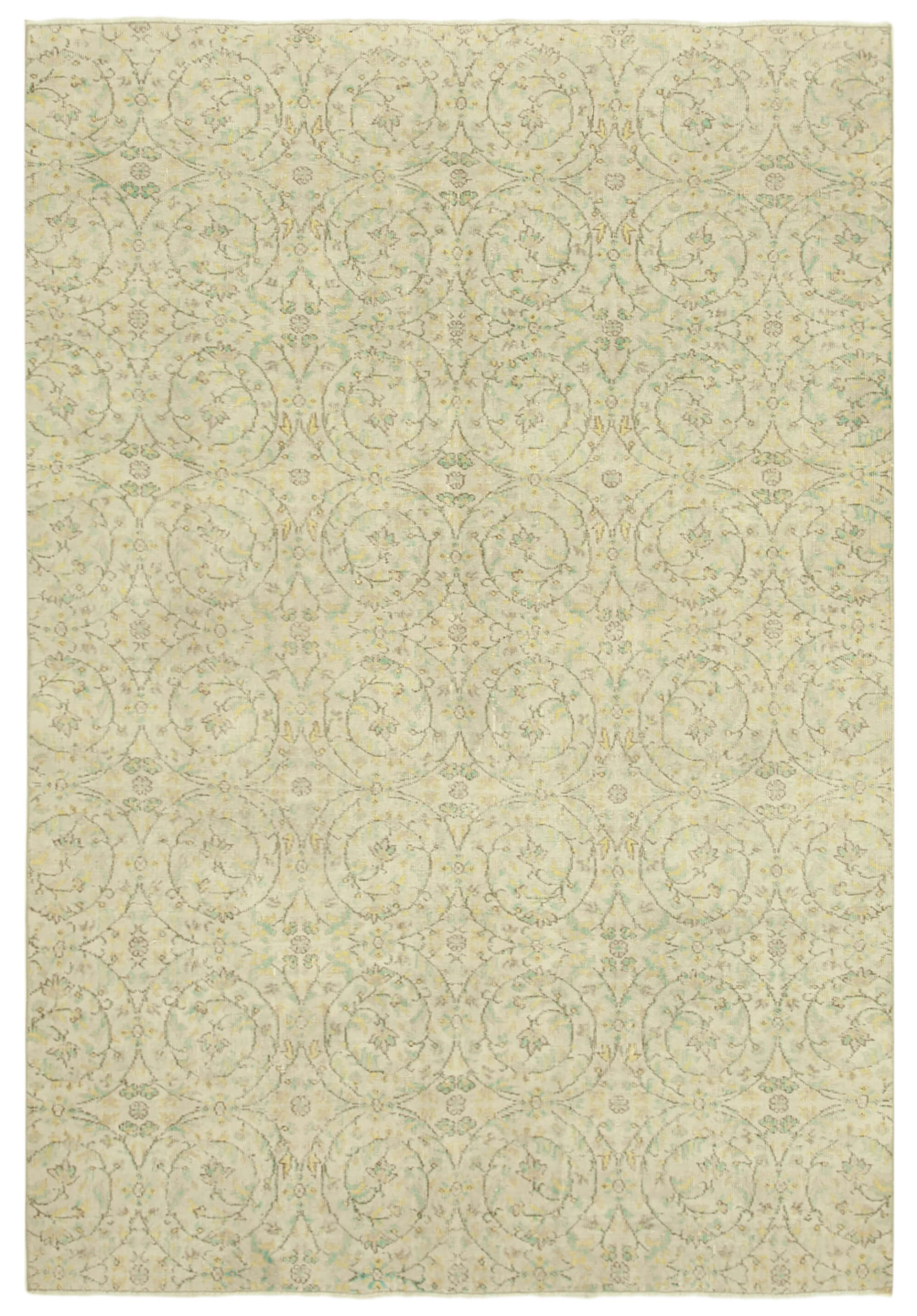 Hand-knotted turkish beige rug 206 cm x 284 cm