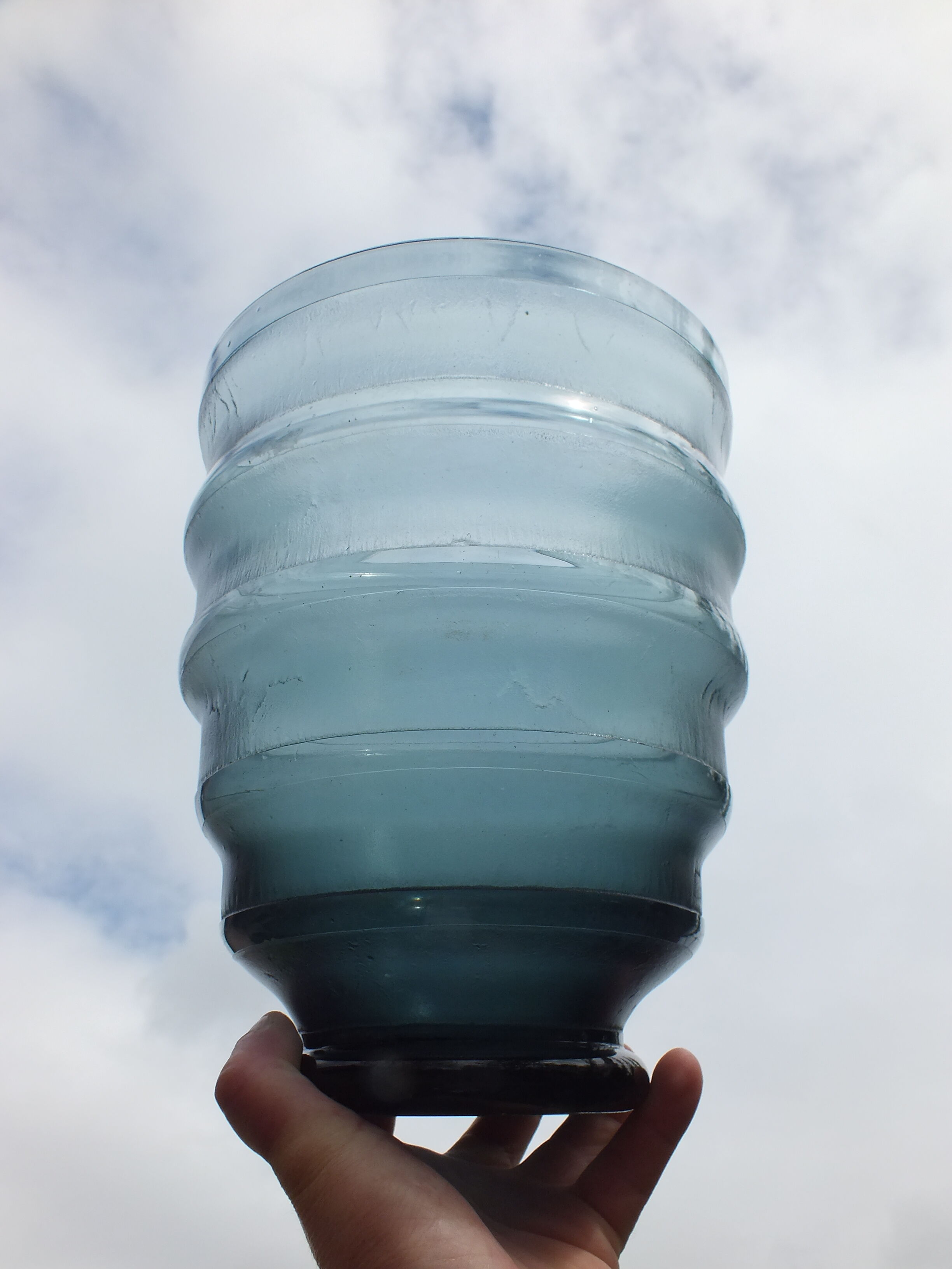 Art Deco vase in frosted blue glass