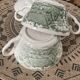 Ensemble de 2 bols à bouillon et soucoupes verts ironstone England