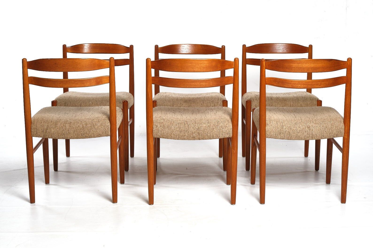 Lot of 6 padded teak dining chairs