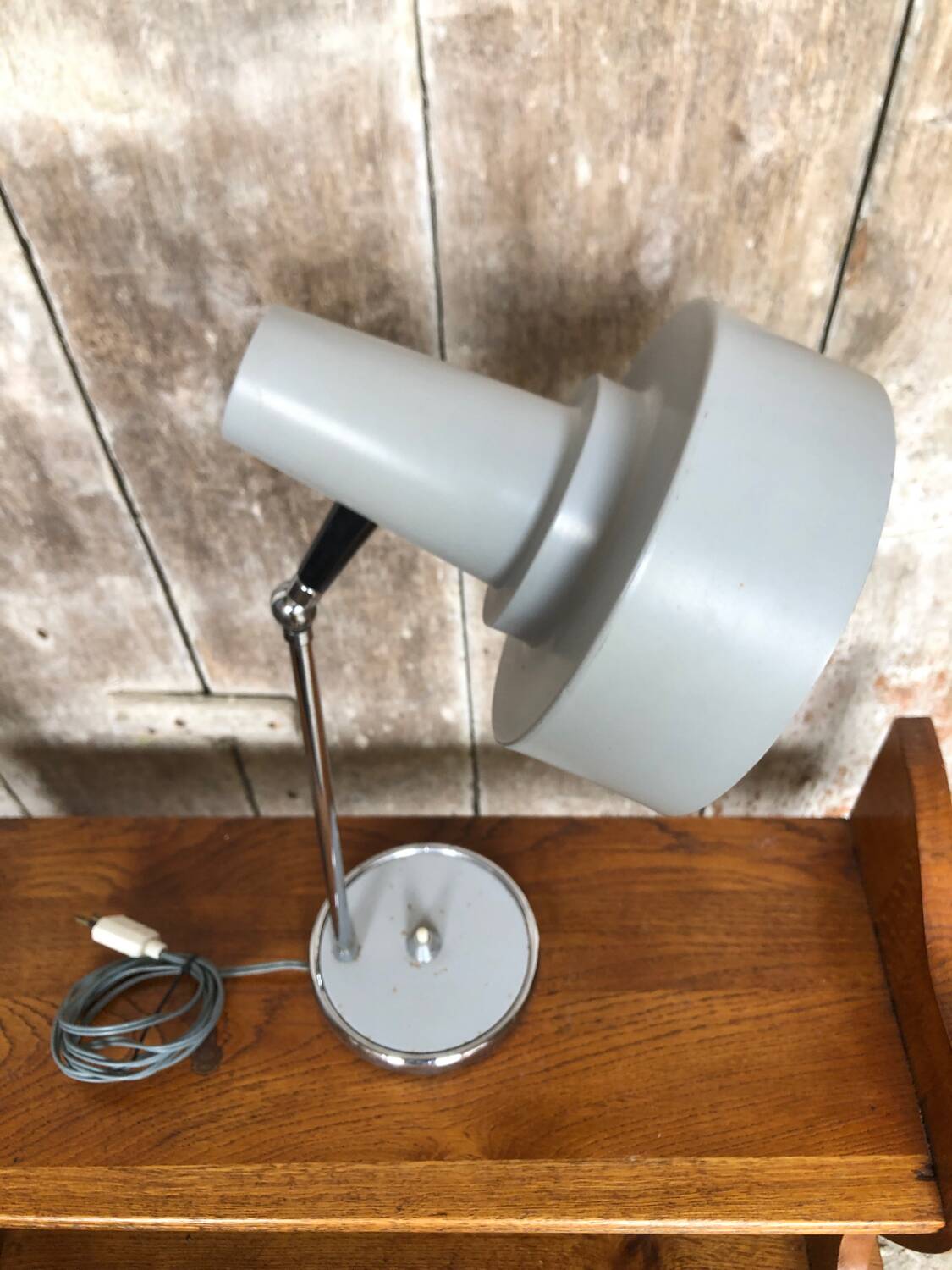 Old Articulated Lamp 70's Gray Metal & Chrome Vintage