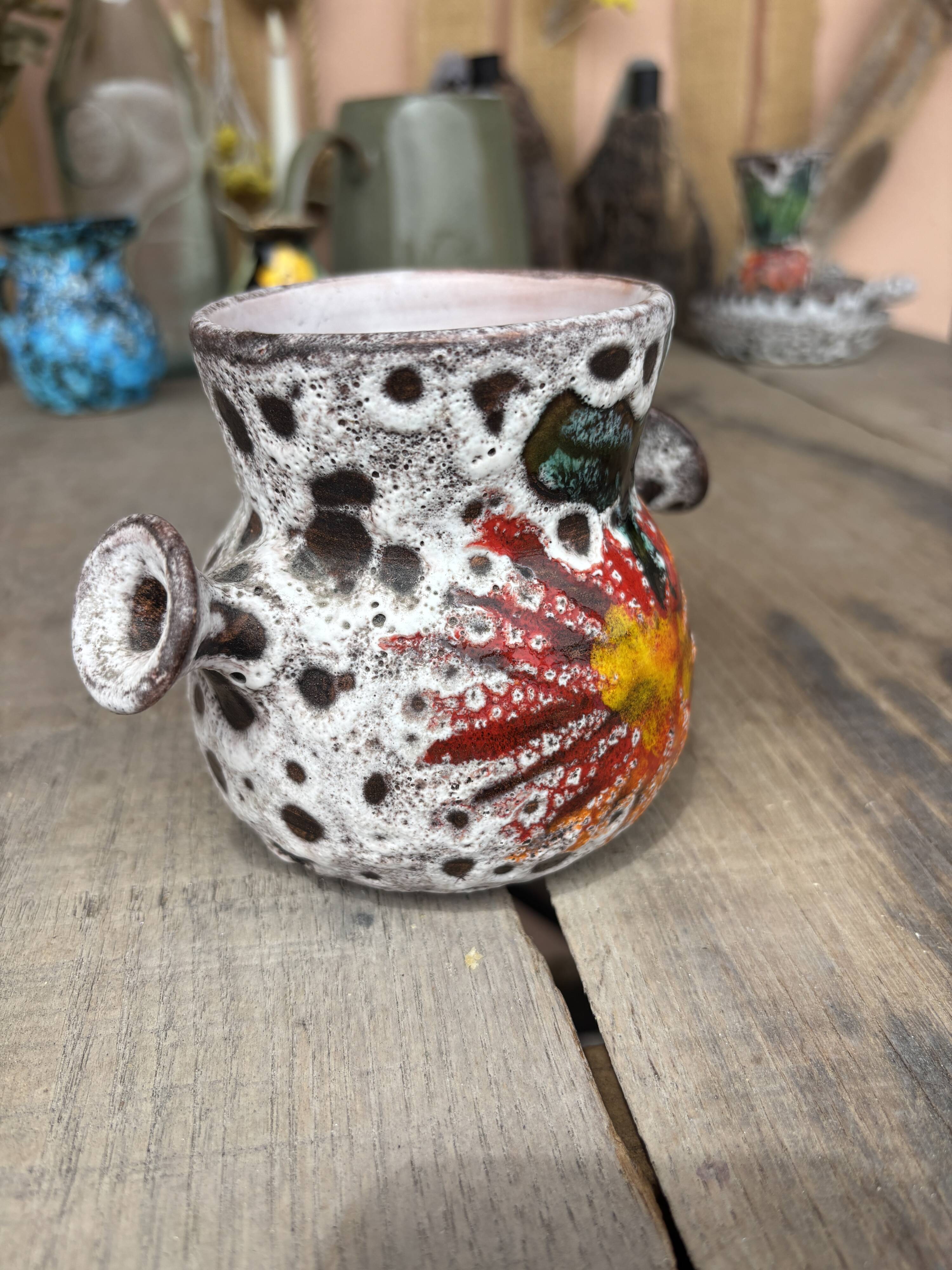 Vase La Roue Vallauris – vintage ceramic floral decoration
