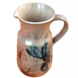 1960s Glazed terracotta pitcher with floral decoration