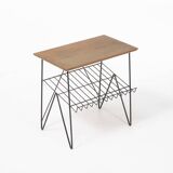 Table basse stringboard vintage teck et fils d'acier Longeur 50cm 1950 Suède