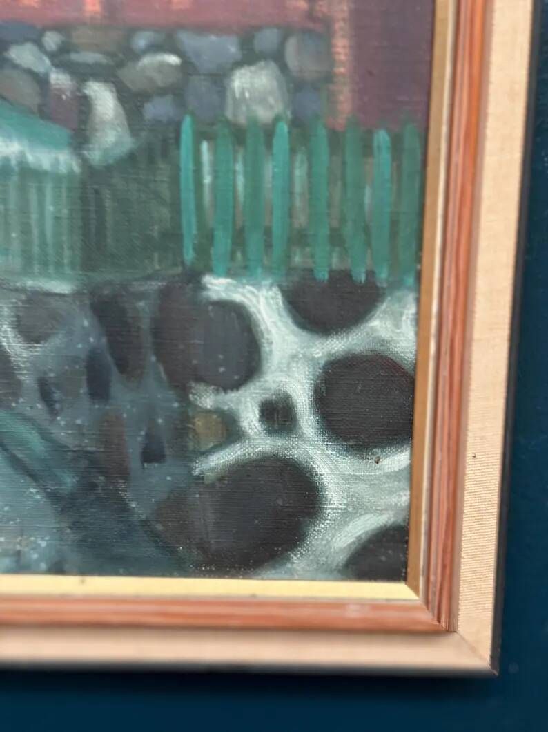 Original Swedish Oil on Canvas – “Stryket, Nordingrå” – Signed – Dated 1959 – Vintage & Framed – 52 × 44 cm (20.5" × 17.3")