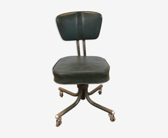 Skai and metal industrial type office chair | Selency