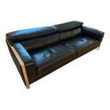Black leather sofa, designer sofa