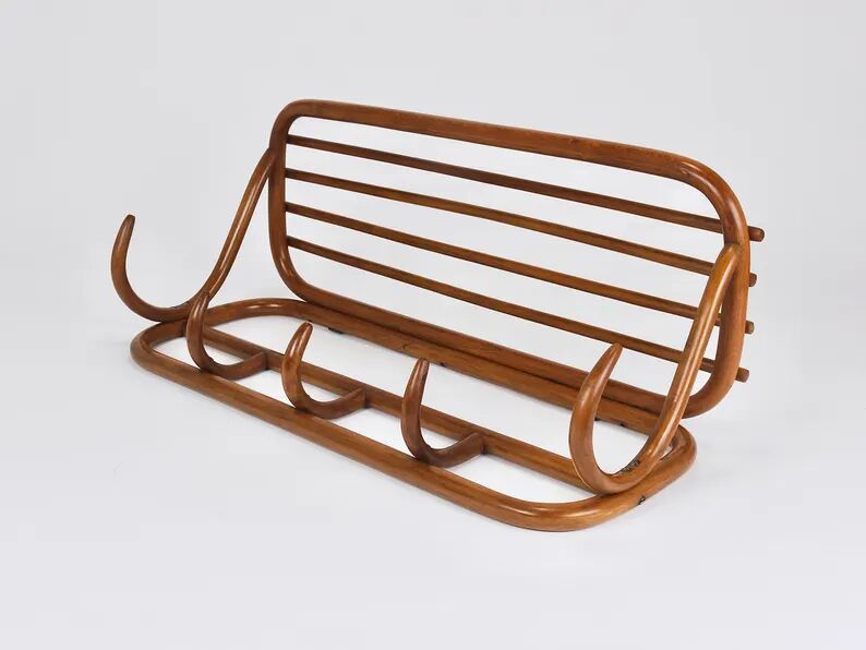 1900s Thonet Vienna Art Nouveau Secessionist Bentwood Wall Coat Rack, Austria