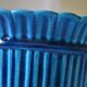 Cracked blue ceramic cache pot