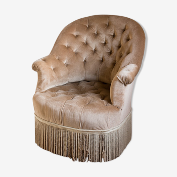 Fauteuil crapaud praline