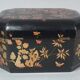 Ancient Japanese large lacquered wooden tea box with 2 tin compartments C99