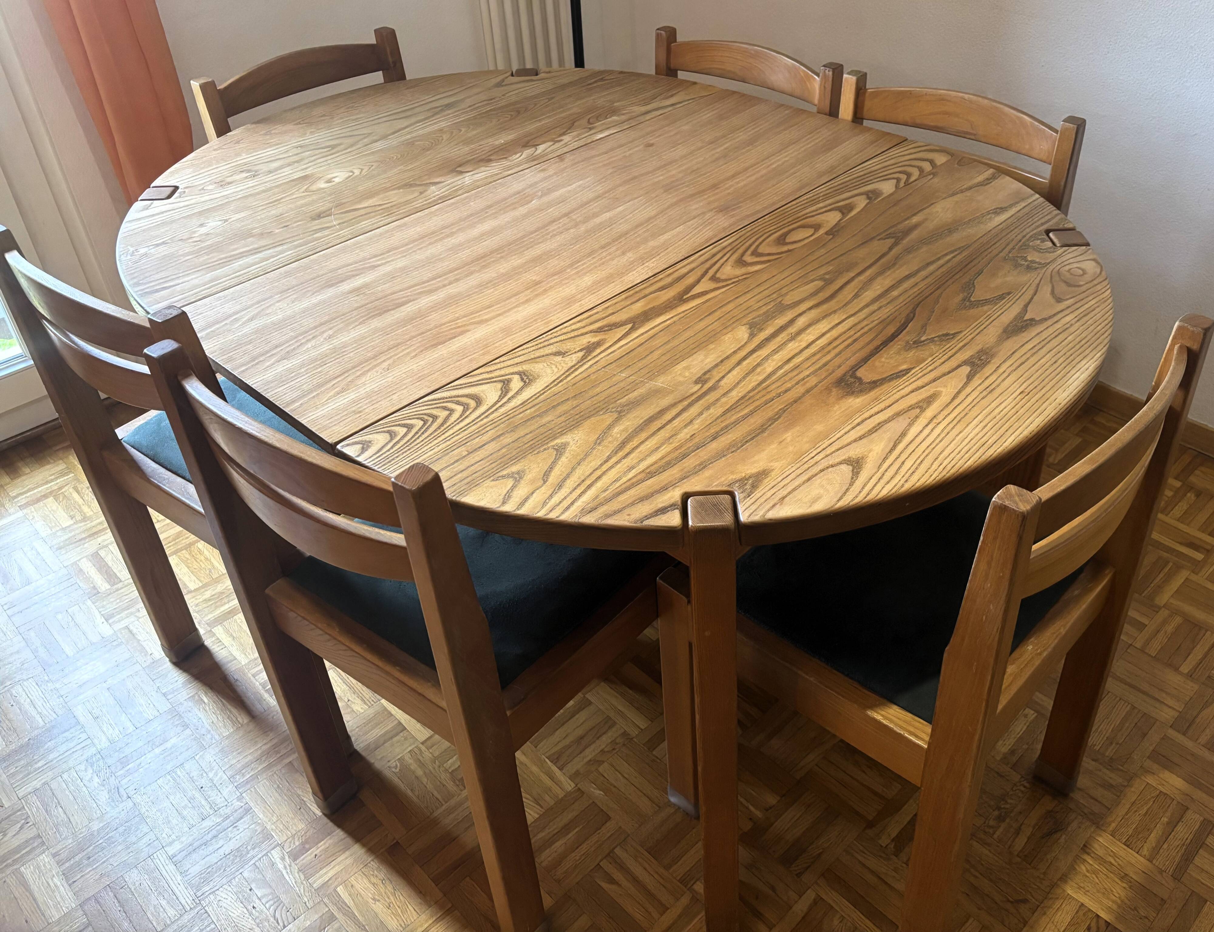 Table à manger champagne et 6 chaises normandie estampillée maison regain