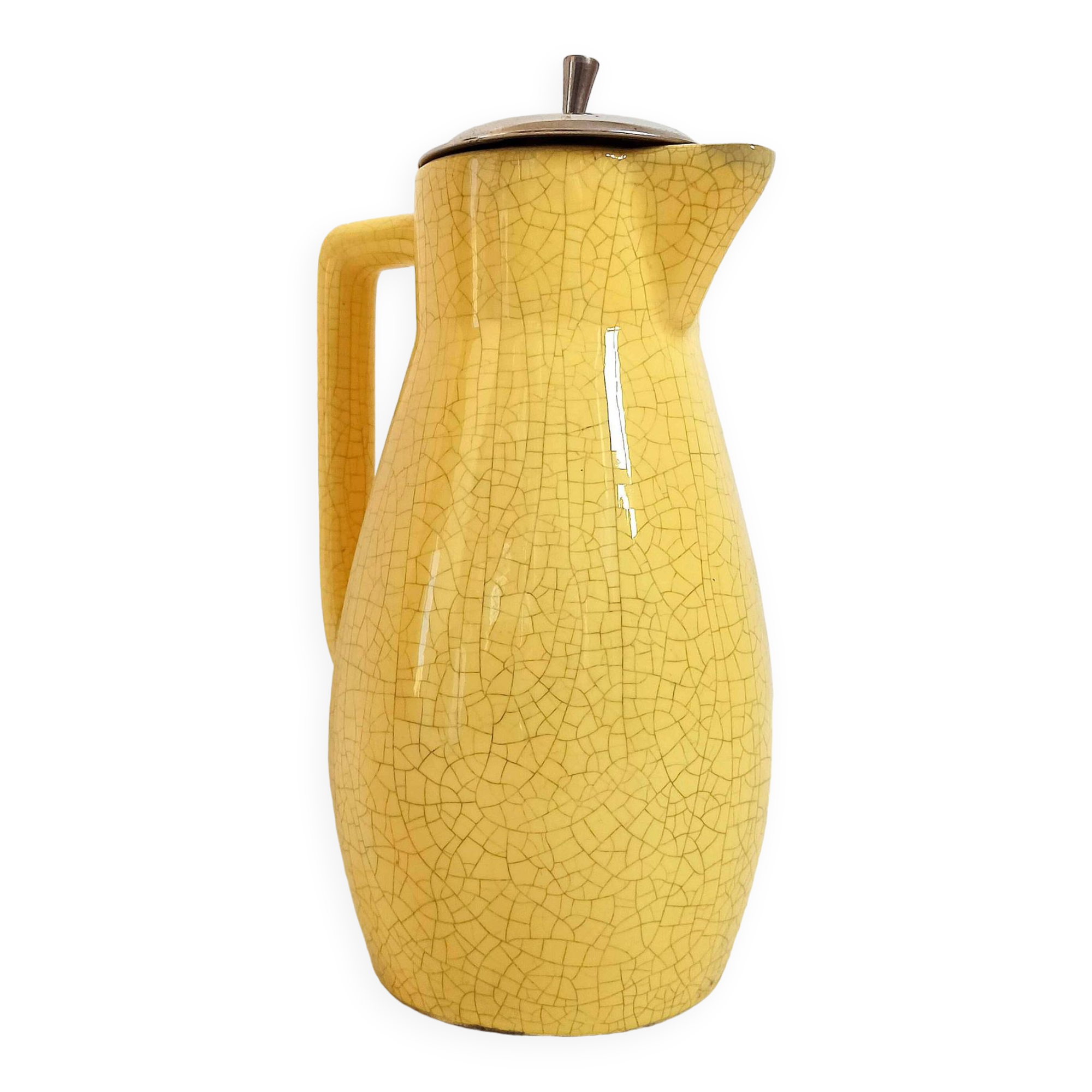 Ceramic orangeade or lemonade pitcher with cracked effect from the 1960s