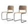 Set of 2 Vintage MidCentury Italian Modern White Wood&French Wicker Chairs