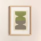 Painting 30x40cm - Astie - sage green and pewter - signed Eawy