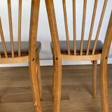 Four chairs Baumann 1960 with bars seated skaï brown label