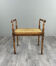 Bench / stool in carved wood and caning, 20th century