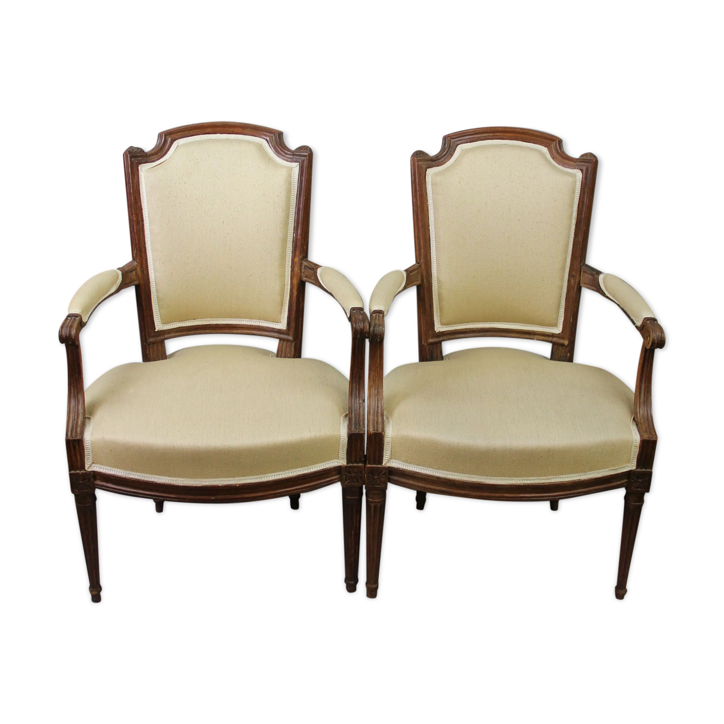 Pair of Louis XVI convertible chairs in moulded wood