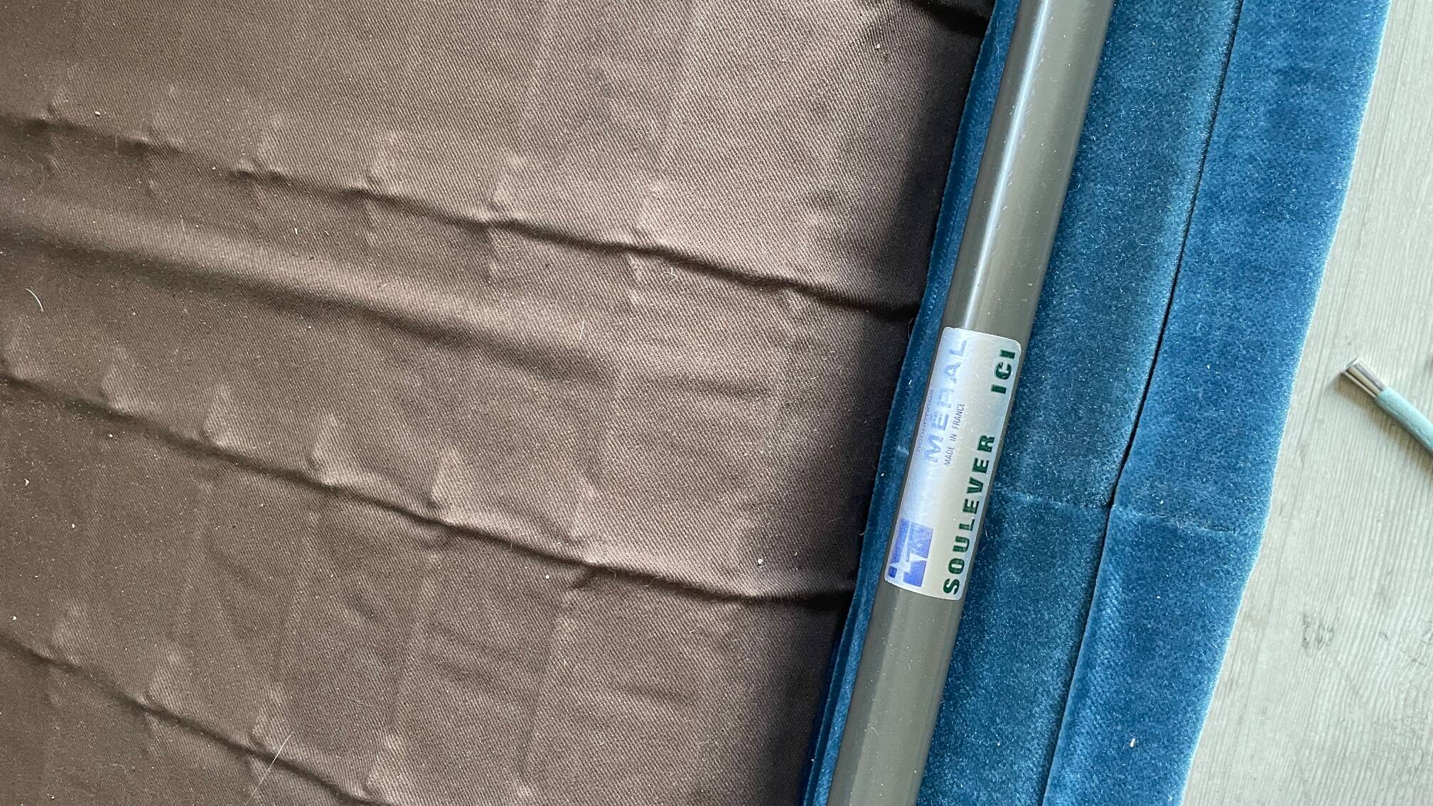 Jean Roche Vintage Wood and Velvet Sofa