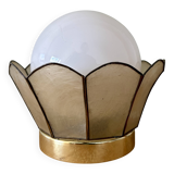 Globe table lamp with vintage opaline and mother-of-pearl shade