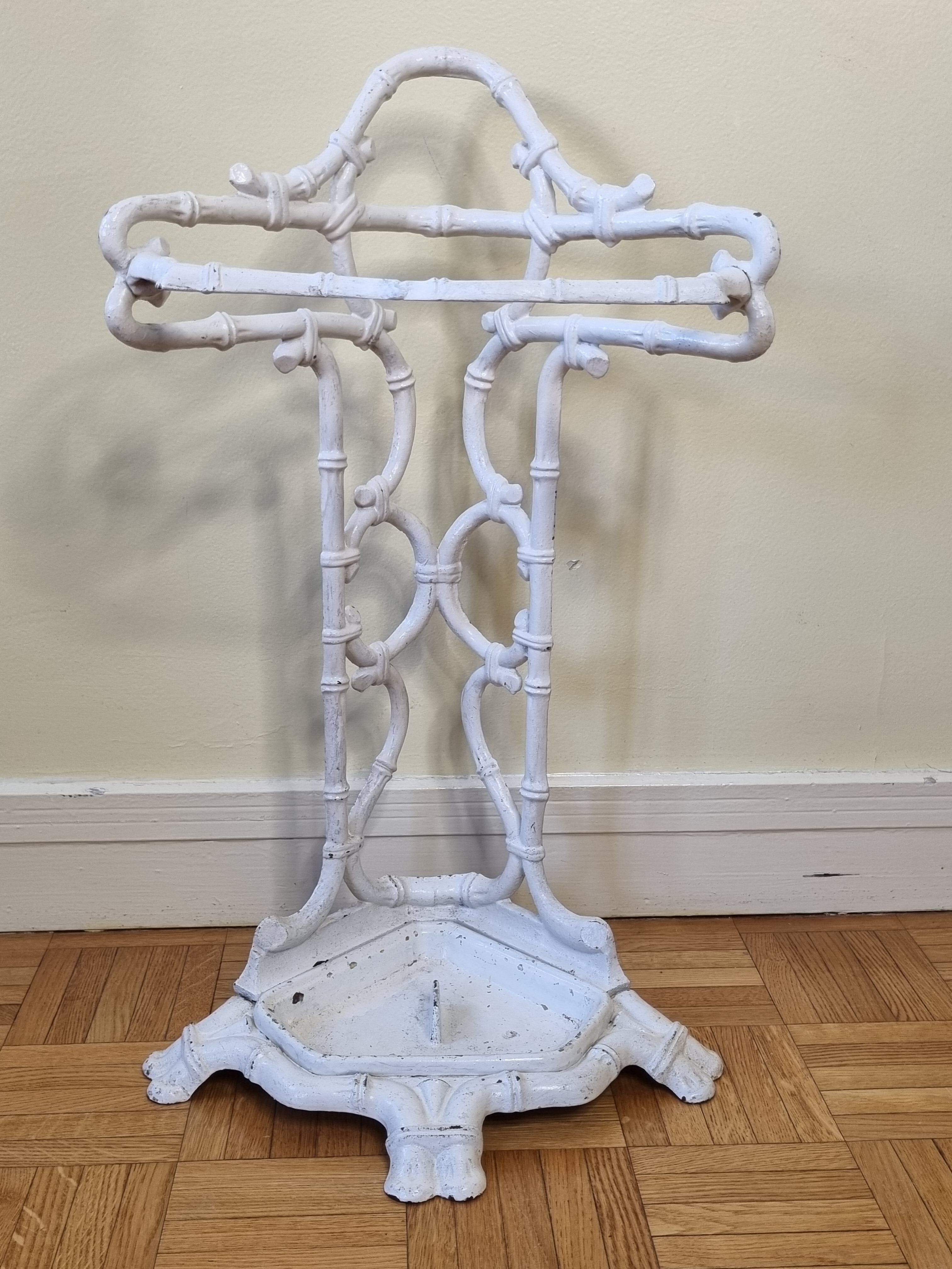 Old Victorian umbrella stand, late nineteenth century in white lacquered cast iron