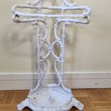 Ancien porte-parapluie victorien, fin XIXème en fonte laqué blanc
