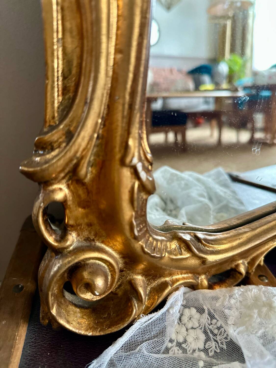 Large vintage baroque gold mirror 102x68