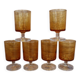 Lot of 6 Luminarc France 70'S amber white wine glasses