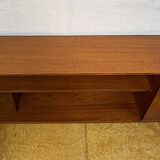 Buffet/bibliothèque mince en teck style rétro vintage milieu du siècle, abattant style cocktail, années 1960