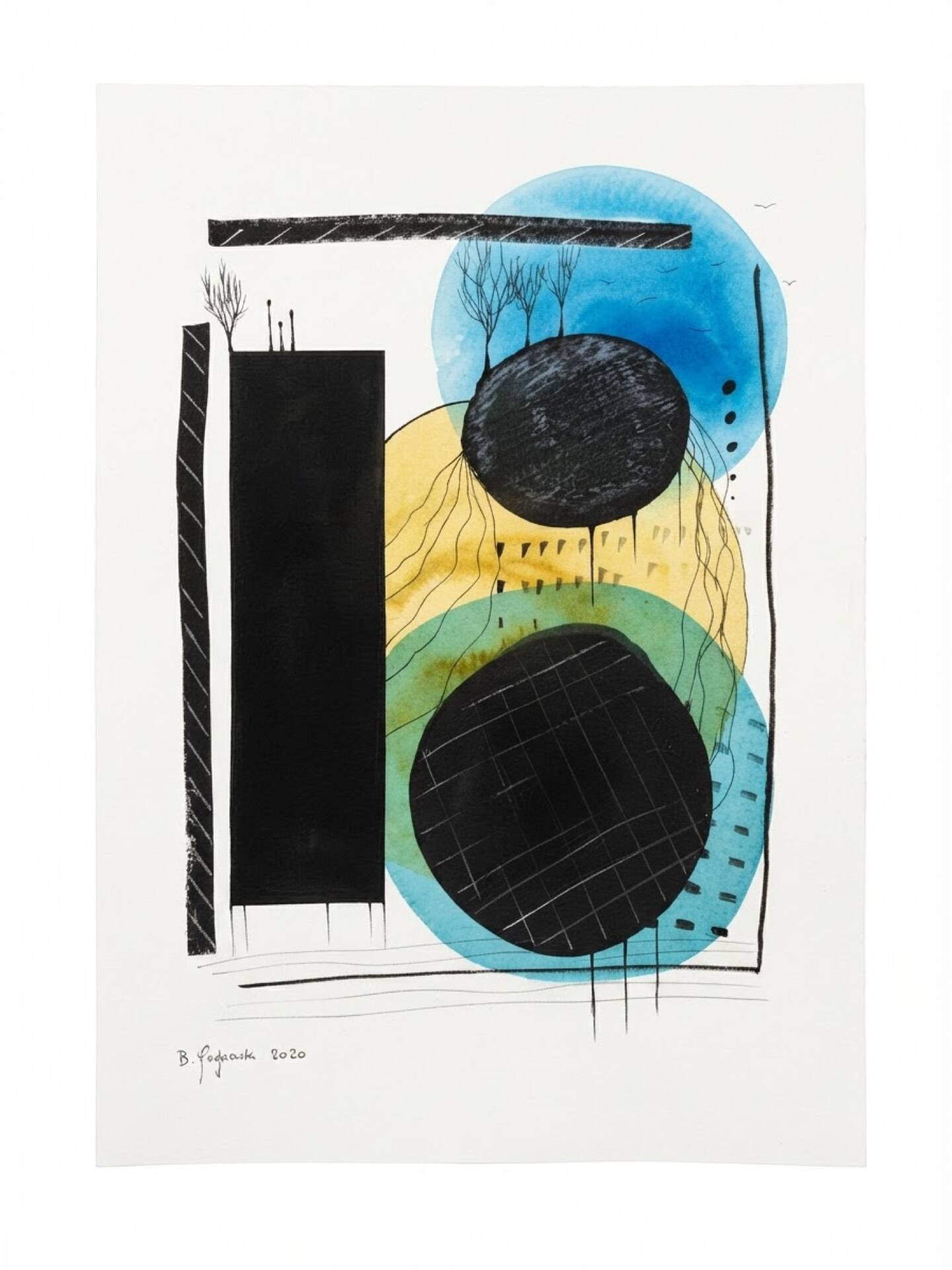 Dessin abstrait contemporain original