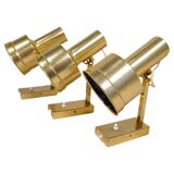 Mid-Century Modern Set of 3 Brass Wall Sconces by Sundstedt Sweden
