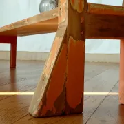 Large antique church bench 268 cm - Unique piece with flaking patina