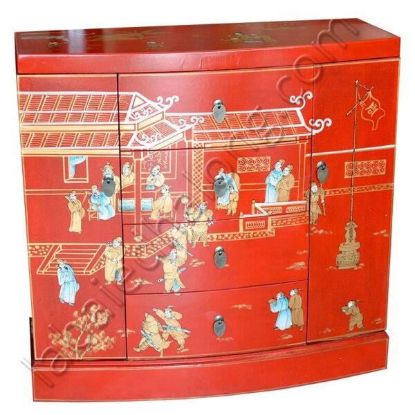 Meuble chinois rouge galbée