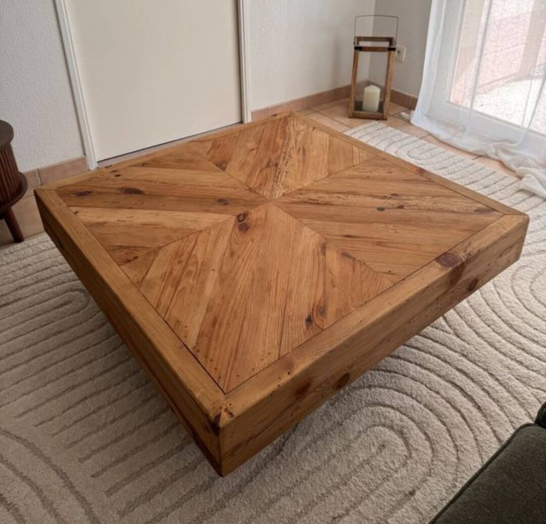 Raw wood coffee table