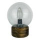 Lampe brutaliste bois massif et globe verre bullé, Temde Leuchten, 60