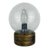 Brutalist lamp with solid wood and bubbled glass globe, Temde Leuchten, 60.