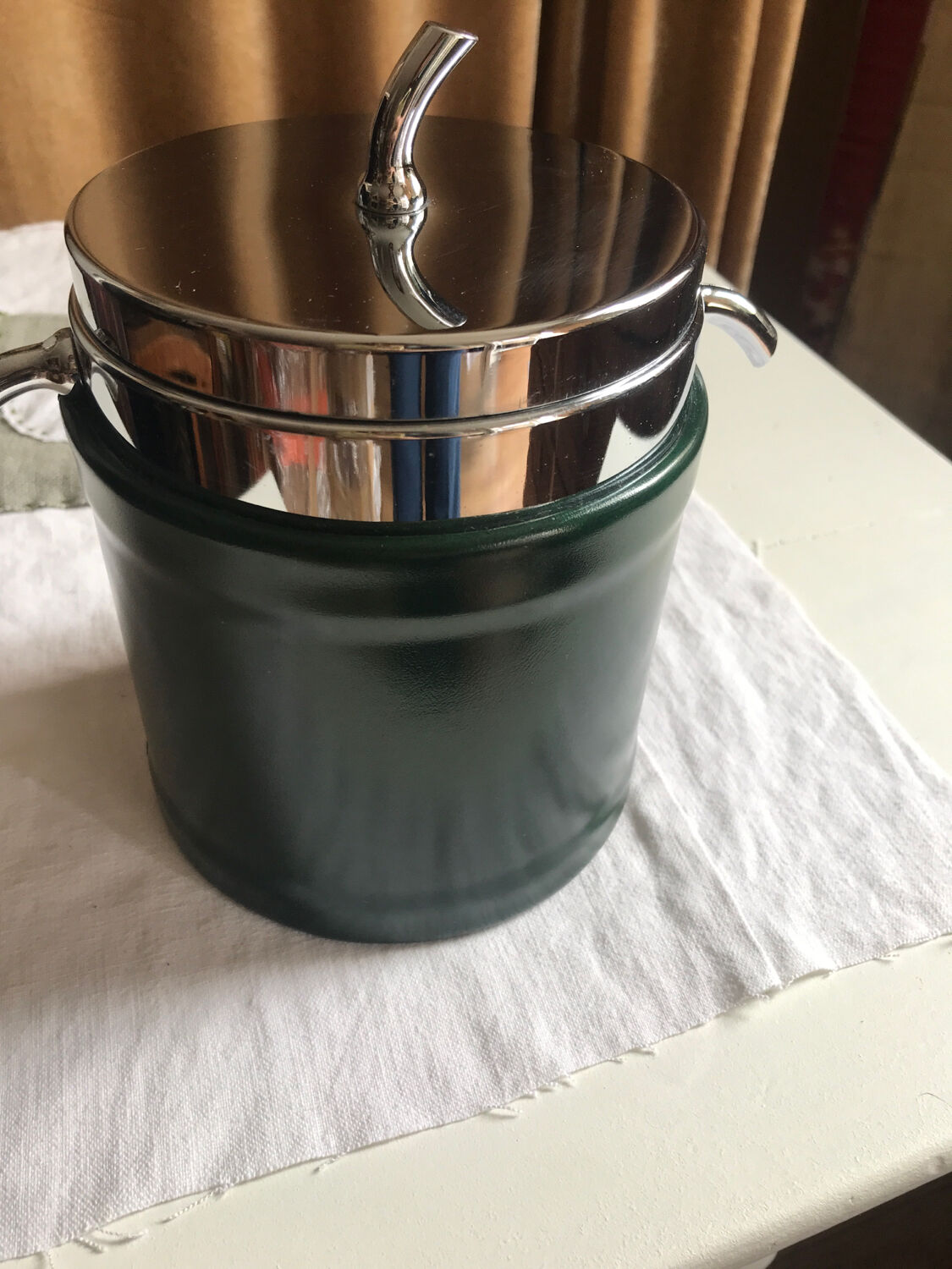Ice bucket 1970 green leather