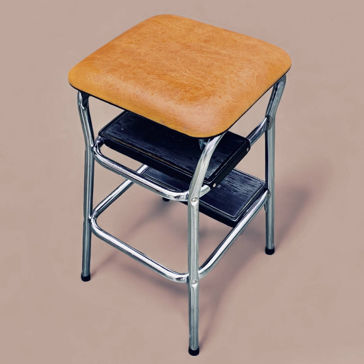 Vintage step stool in Skai and chrome metal - Hailo Klettermax